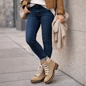 Sorel Lennox Hiker Boots Women’s 7 Honest Beige Waterproof Leather Suede